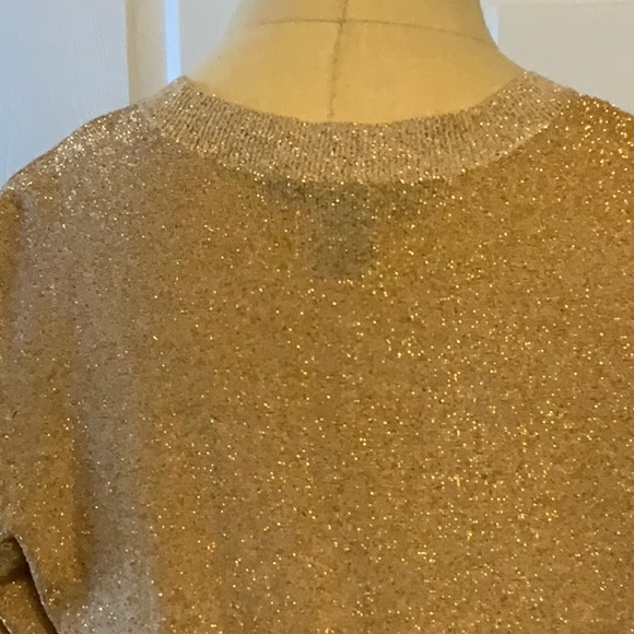 White + Warren- Silk- Gold Lame- Cardigan Sweater Dress- Sz. S - Picture 4 of 12